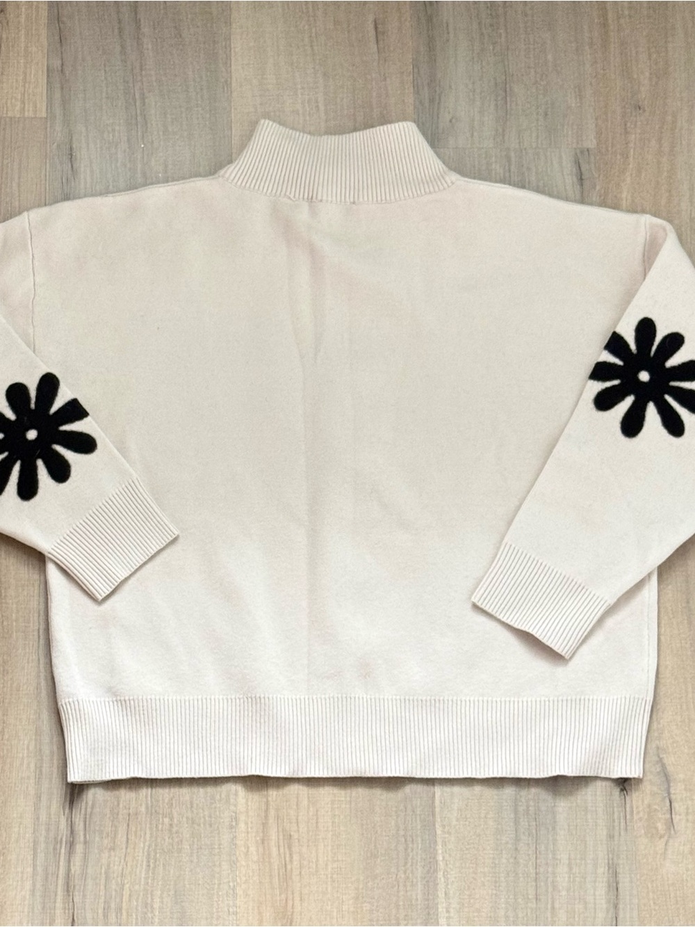 Sioni Brown Felt Mod Flower Bohemian 70s Hippie Warm Women's Cardigan Sweater - Picture 8 of 9
